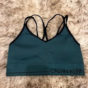 TWO Calvin Klein sports bras turquoise green ribbed Large (2)